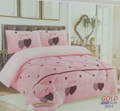 Imagen 2 de 10 de Acolchado 2 Plazas, Con 2 Fundas. Forrado Con Corderito