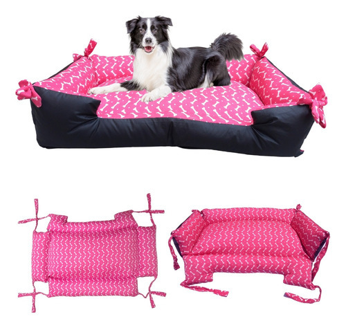 Colchão Cachorro Grande 90x60 Antifriagem Lavável 24h Cor Rosa