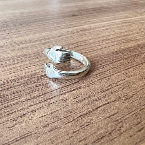 Imagen 3 de 10 de Anillo De Plata Ley 925 Abrazo Manitas Mujer Agalea