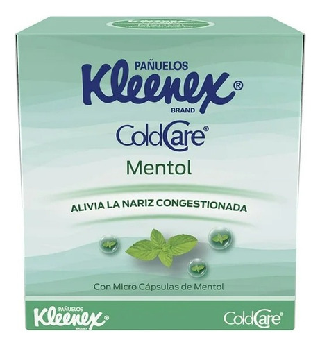 2 Pza Pañuelos Desechables Kleenex Cold Care Mentol 60 Pzas