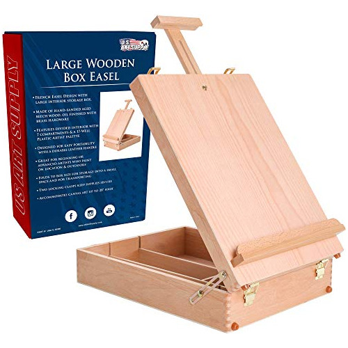 Caballete Frances De Mesa De Madera Con Caja Us Art Supplies