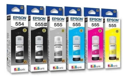 Tinta Original Epson 555 L8180 L8160 Pack 6 Tintas