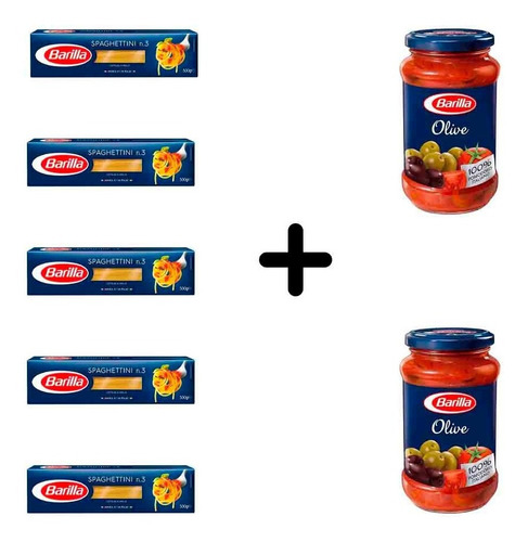 Imagen 1 de 1 de Fideos Barilla Spaghettini 5 Paquetes + 2 Salsas De Olivas