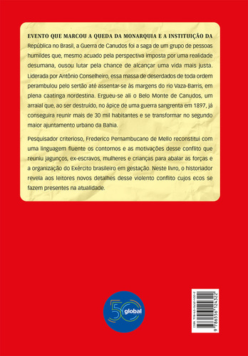 A Guerra Total De Canudos, De Frederico Pernambucano De Mello. Global Editora, Capa Mole Em Português