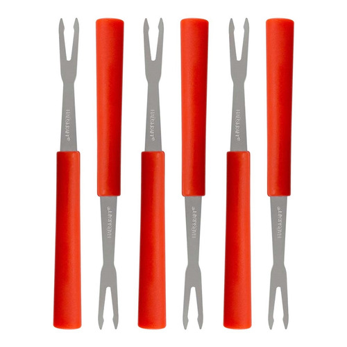 Imagem 1 de 1 de Conjunto Garfos Petisco 6 Peças Vermelho - Hauskraft