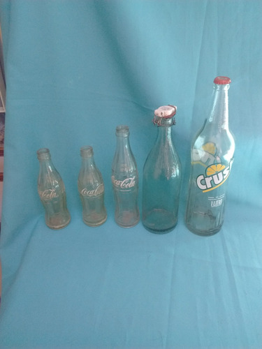 Lote De 5 Botellas Antiguas 3 Coca Cola 1 Soda Iguazu Crush