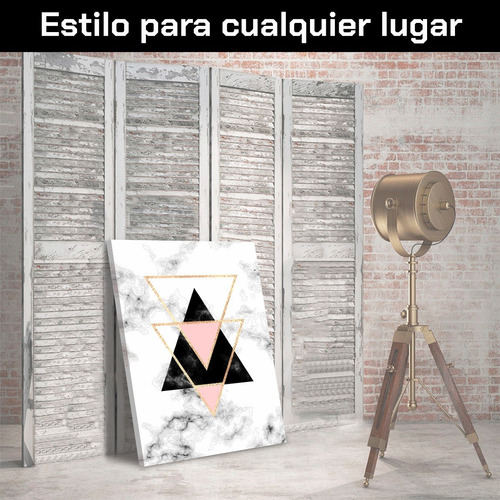 Cuadro Decorativo Canvas Triangulos Y Textura Marmol