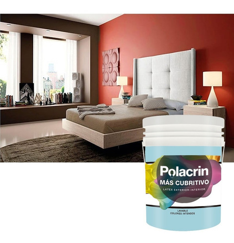 Imagen 2 de 10 de Pintura Premium Polacrin 10 Lts Latex Cubritiva Interior Ext
