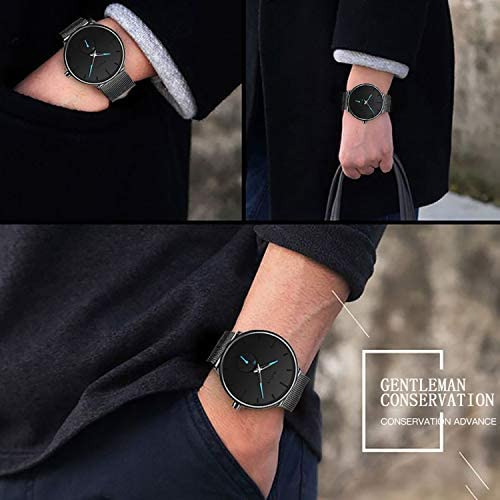 Relojes Negros Para Hombre, Reloj De Malla Resistente Al Agu