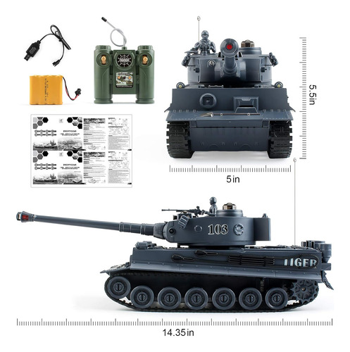 Tanque A Control Remoto Beaure Bure Escala 1:28, Color Gris
