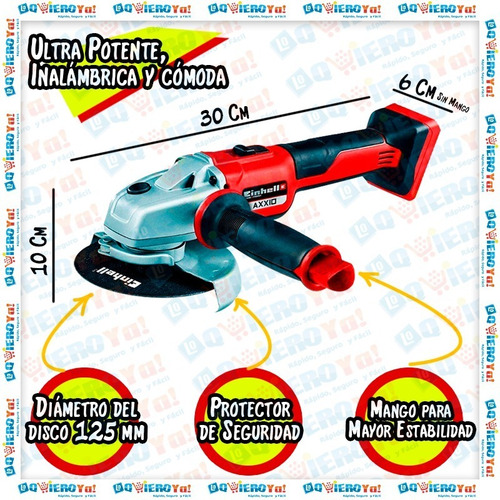 Amoladora Inalámbrica Axxio Brushless 125mm 18v Einhell