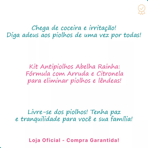Cabelos Limpos E Saúdaveis Kit Mata Piolho Abelha Rainha