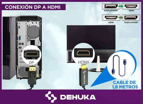 Cable Displayport A Hdmi 1.8 Metros Display Port 4k