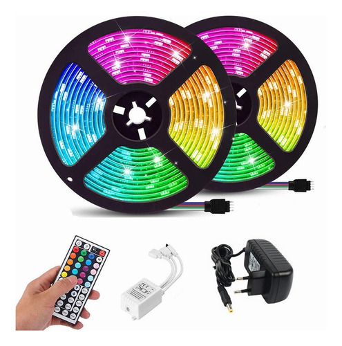 1 Multicolor Tira Led Rgb Rollo 10 Metros Decoración Luces