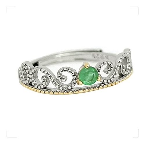 Anillo De Promesa Con Esmeralda Natural Colombiana En Plata