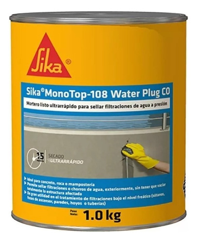 Sika Monotop 108 Water Plug Co Gris Mortero De Secado X 1 Kg