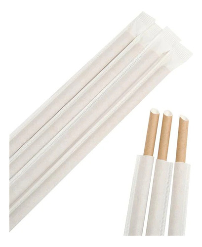 100 Popotes Desechables Con Envoltura - 100% Biodegradables