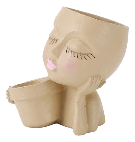 Maceta De Resina Con Forma De Cara, Resistente A La Decolora