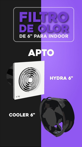 Imagen 6 de 7 de Filtro Olor Indoor Hydra 6 Pulgadas Incluye Carbon Activado