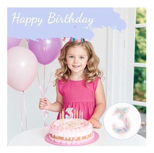 Velas De Cumpleaños, Velas Número 3 Para Pastel Con 12 Pcs