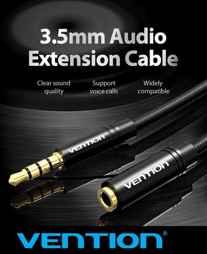 Cable Extension 3.5mm Audifonos Auxiliar Celular Pc 3mts Mic