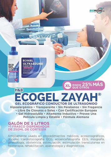 Imagen 2 de 5 de Gel De Ecografia Para Ultrasonido. Ecogel Zayah 5lt.