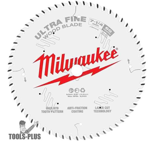 Disco Milwaukee 7-1/4 60 Dientes Tungsteno, Corte Perfecto