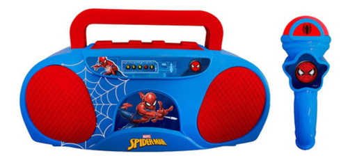 Candide 5871 boombox karaoke homem aranha cor azul e vermelho
