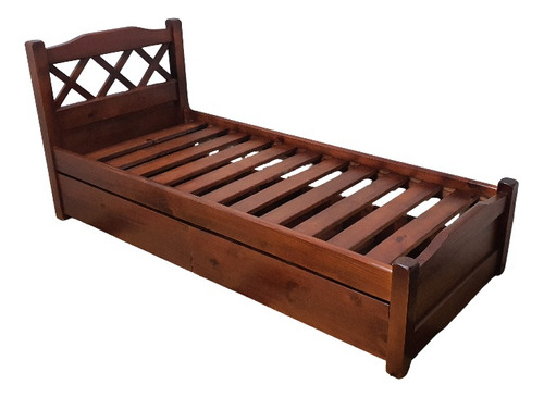 Cama 1p + 2 Cajones Madera Maciza Montetrani