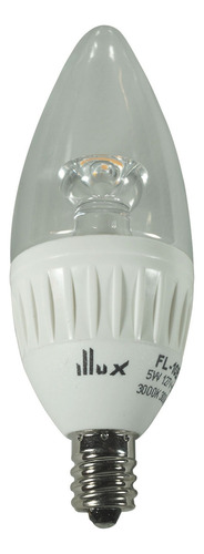 Foco B11 Tipo Vela Led E12 Blanco 5 W Luz Cálida (3 000 K) Illux FL-10B11E12.530