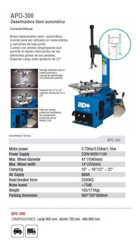 Desarmadora De Neumaticos Apo 300 (22´´)