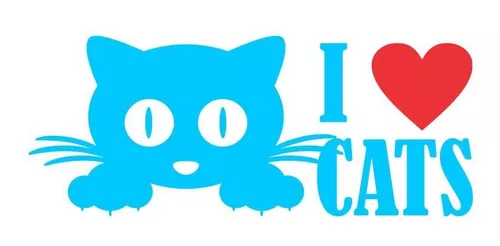 Adesivo Eu Amo Gatos I Love Cats