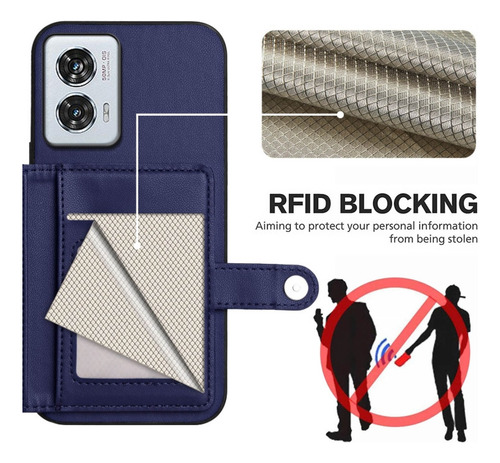 Compatible Funda Rfid Con Bolsa De Tarjetas For Motorola Edge 50 Pro P