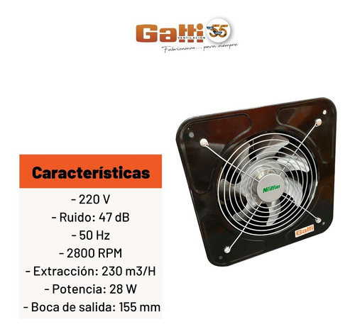 Imagen 8 de 10 de Extractor Semiindustrial 15 Cm Baño/cocina P/pared Importado