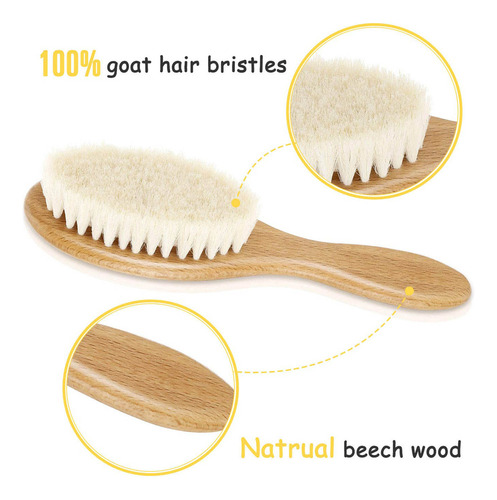 Cepillo De Masaje, 3 Unidades, Mango De Madera, Pelo De Bebé