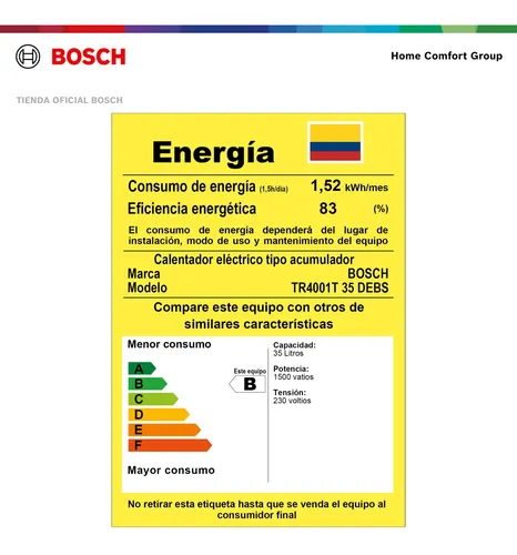 Calentador Eléctrico Acumulación 35l 220v Tronic 4000t Bosch