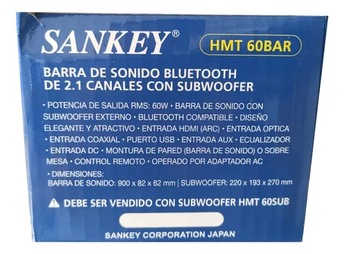 Barra de Sonido Sankey Hmt-60Bar 60W 2.1 Canales Bluetooth