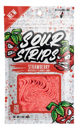 Sour Strips Strawberry Candy Bolsa (3.4 Oz)