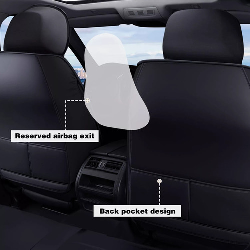 Funda Cubre Asiento Ecocuero Set 5 Asientos Color Negro