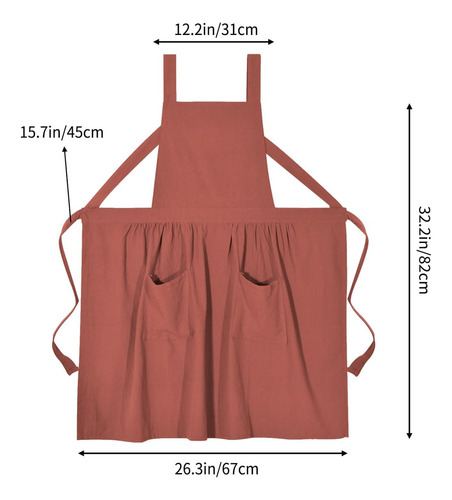 Pbf Vestido Tipo Delantal Con Delantal De Lino Y Algodón