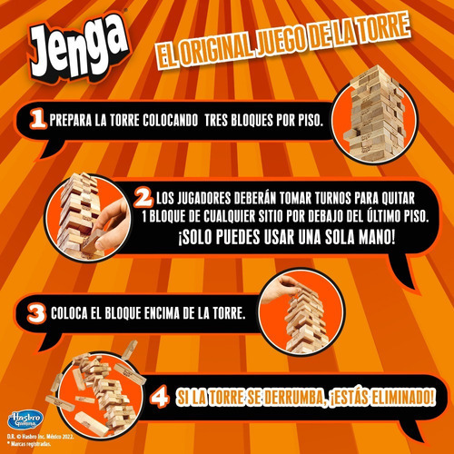 Imagen 5 de 10 de Juego de mesa Hasbro A2120 gaming jenga clásico de madera +6 años