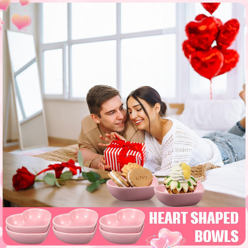 6 Piezas Cuencos En Forma De Corazón Platos De Cer