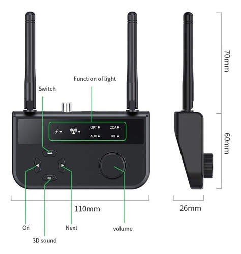 Adaptador Coaxial Óptico De Receptor De Audio Bluetooth 5.3