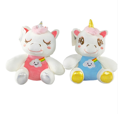 Peluche Unicornio Sentado Tierno Arcoíris Kawaii Novios 