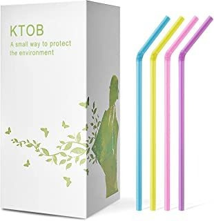 200 Count 100% Plant-based Compostable Colorful Straws-ktob 