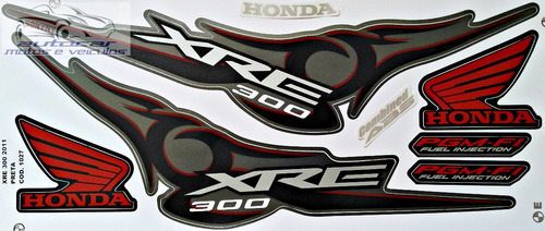 Kit Jogo Adesivo Faixa Honda Xre 300 2011 Preta - 1027
