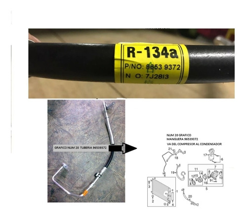 96539372 Tuberia Manguera Inf Aire Acondicionado Aveo Nueva 