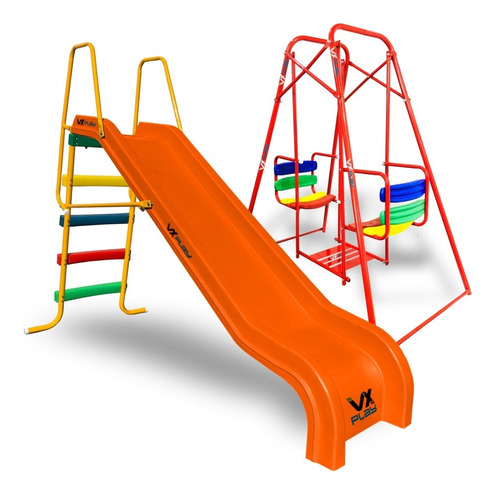 Combo Infantil Hamaca + Tobogan 4 Escalones Pvc Vxplay