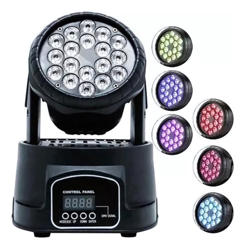 Mini Moving Head Light 18 Leds 100w Rgbw Iluminação Dmx Pr