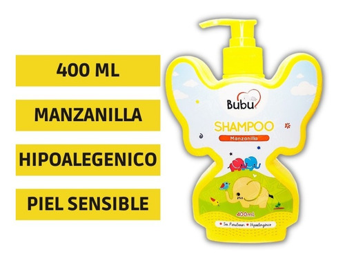 Shampoo Para Niños 400 Ml Hipoalergénico Manzanilla Bubu !!